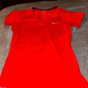 Nike Pro red v-neck short sleeve shirt